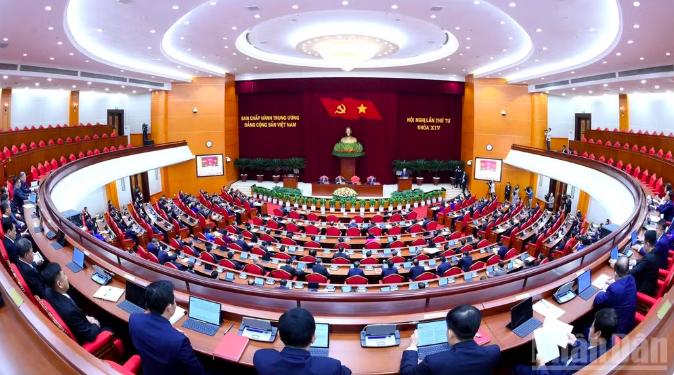 Hội nghị lần thứ tư Ban Chấp hành Trung ương Đảng Cộng sản Việt Nam khóa XIV. (Ảnh: ĐĂNG KHOA)