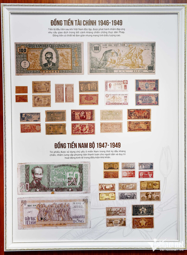 Không gian trưng bày đồng tiền tài chính giai đoạn 1946 tới 1949. Nguồn: VietNamNet.