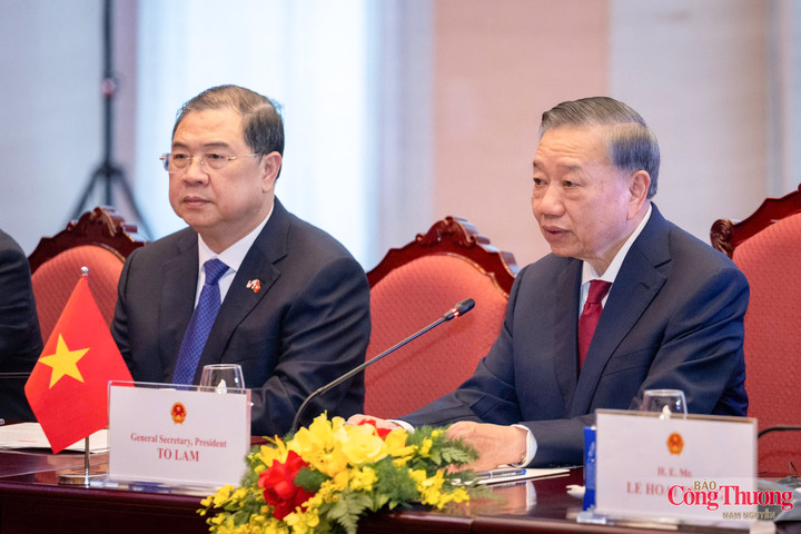 Tổng Bí thư, Chủ tịch nước Tô Lâm phát biểu tại hội đàm.
