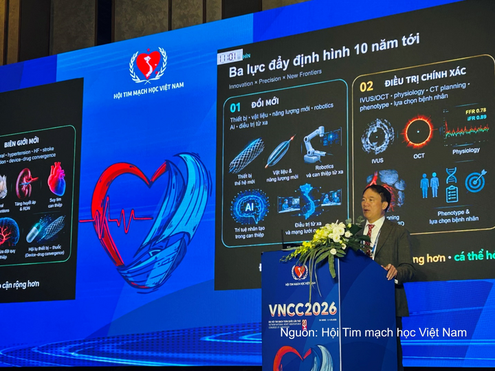 GS.TS Phạm Mạnh Hùng, Chủ tịch Hội Tim mạch học Việt Nam, phát biểu tại Đại hội Tim mạch toàn quốc lần thứ 20.