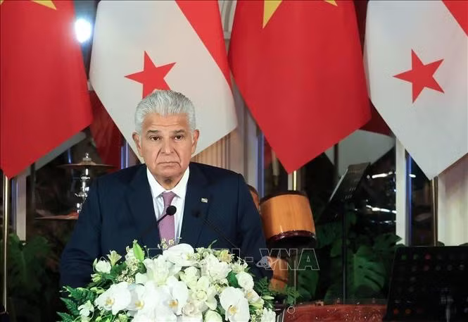 Tổng thống Panama José Raúl Mulino phát biểu.