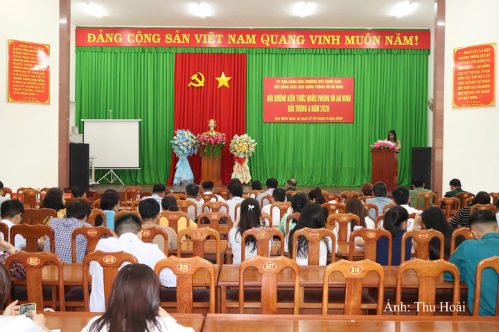 Lớp bồi dưỡng kiến thức quốc phòng và an ninh đối tượng 4 năm 2026 do Hội đồng Giáo dục quốc phòng và an ninh phường Quy Nhơn Nam (tỉnh Gia Lai) tổ chức