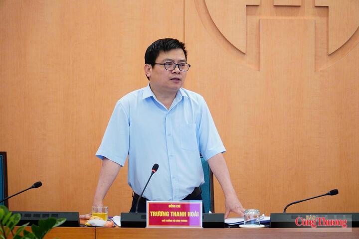 Thứ trưởng Bộ Công Thương Trương Thanh Hoài phát biểu tại buổi làm việc. Ảnh: Minh Đức