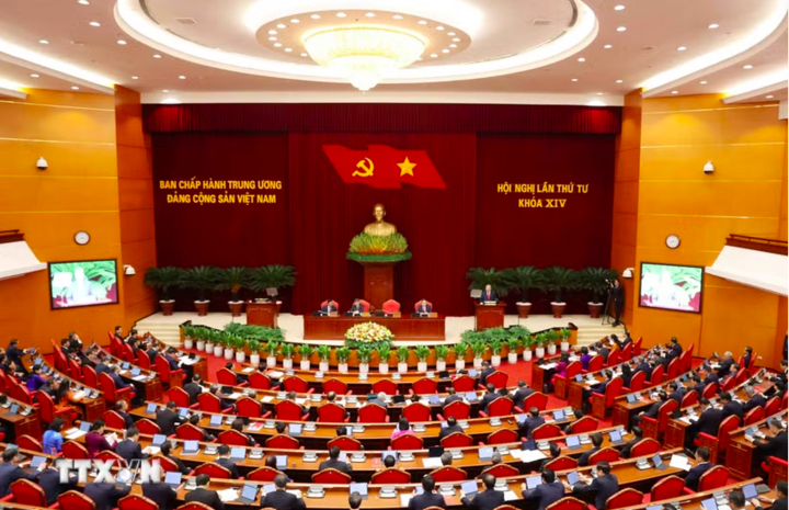 Phiên Khai mạc Hội nghị lần thứ tư Ban Chấp hành Trung ương Đảng khóa XIV. (Ảnh: Phương Hoa/TTXVN)