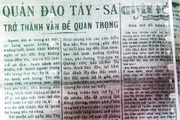 Bài "Quần đảo Tây Sa trở thành vấn đề quan trọng" trên báo Tiếng Dân.