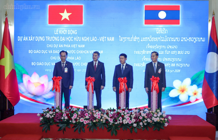 Hai Thủ tướng dự lễ khởi động xây dựng Trường Đại học Hữu nghị Lào - Việt Nam.