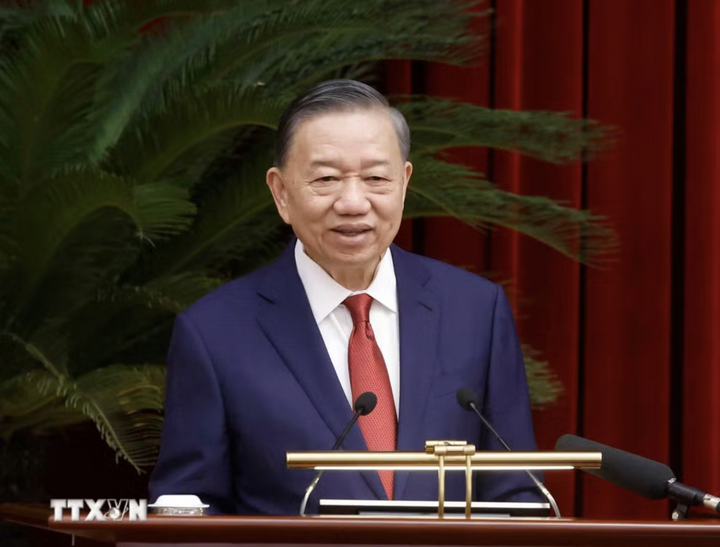 Tổng Bí thư, Chủ tịch nước Tô Lâm phát biểu bế mạc Hội nghị lần thứ tư Ban Chấp hành Trung ương Đảng khóa XIV. (Ảnh: Thống Nhất/TTXVN)