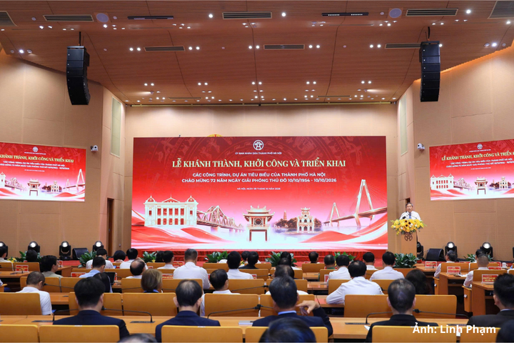 Toàn cảnh Lễ công bố danh mục các công trình, dự án khởi công, khánh thành, thông xe kỹ thuật và triển khai thực hiện chào mừng kỷ niệm 72 năm Ngày Giải phóng Thủ đô (10/10/1954 - 10/10/2026).
