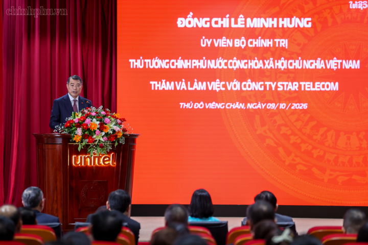 Thủ tướng đề nghị Unitel trong giai đoạn phát triển mới tập trung thực hiện tốt một số nhiệm vụ. Ảnh: chinhphu.vn/Nhật Bắc