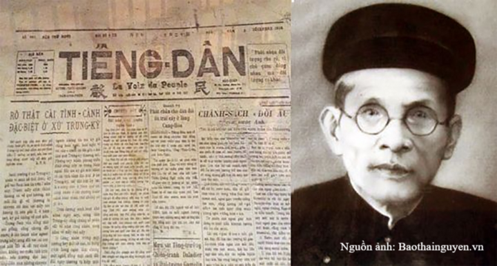 Cụ Huỳnh Thúc Kháng và tờ báo Tiếng Dân. Ảnh tư liệu: Nguồn Baothainguyen.vn