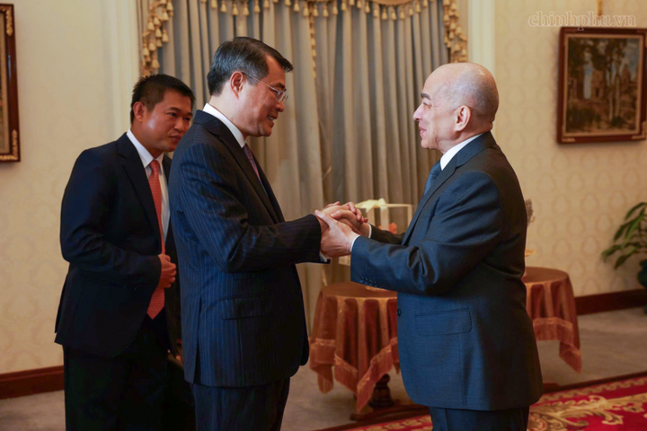 Thủ tướng Chính phủ Lê Minh Hưng đến chào Quốc vương Campuchia Norodom Sihamoni.