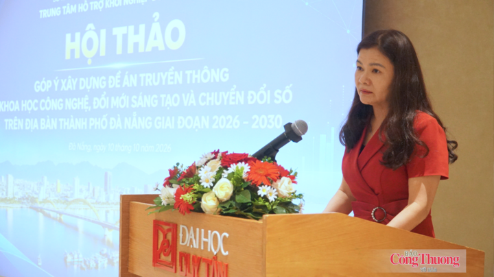 Bà Phạm Thị Ngọc Quyên, Phó Giám đốc Sở Khoa học và Công nghệ Đà Nẵng phát biểu tại Hội thảo.