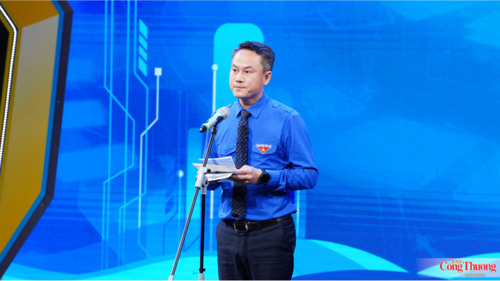 Đồng chí Nguyễn Kim Quy, Bí thư Trung ương Đoàn, Chủ tịch Trung ương Hội Liên hiệp Thanh niên Việt Nam phát biểu tại buổi lễ.