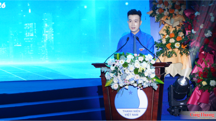 Đồng chí Đào Đức Việt, Phó Bí thư Thành đoàn, Chủ tịch Hội LHTN Việt Nam TP. Hà Nội phát biểu tại buổi lễ.