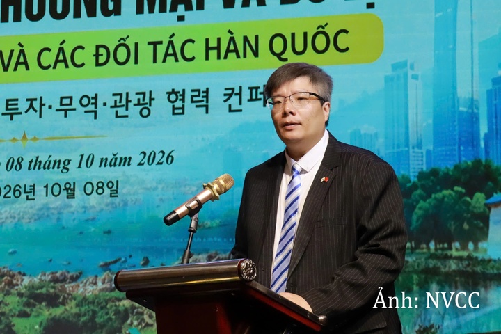 Tiến sĩ Trần Hải Linh phát biểu tại Hội nghị kết nối giao thương, thúc đẩy đầu tư - thương mại - du lịch giữa tỉnh Lâm Đồng và Hàn Quốc hôm 8/10 vừa qua.