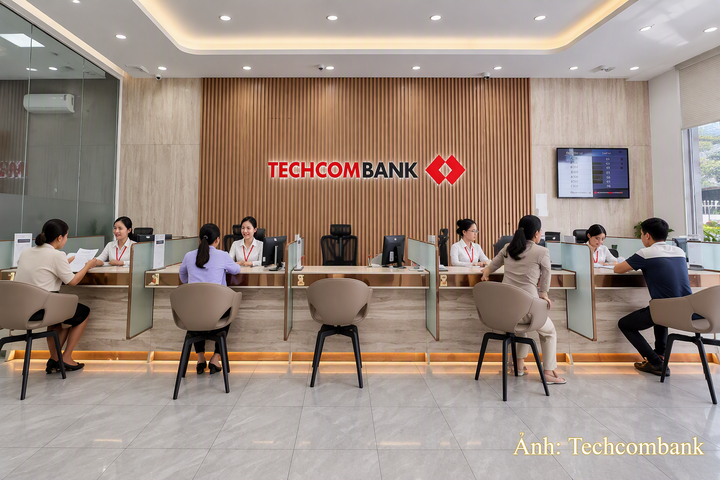 Khách hàng thực hiện giao dịch tại Techcombank.