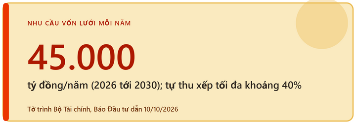 Nhu cầu vốn lưới mỗi năm 45.000 tỷ đồng/năm.