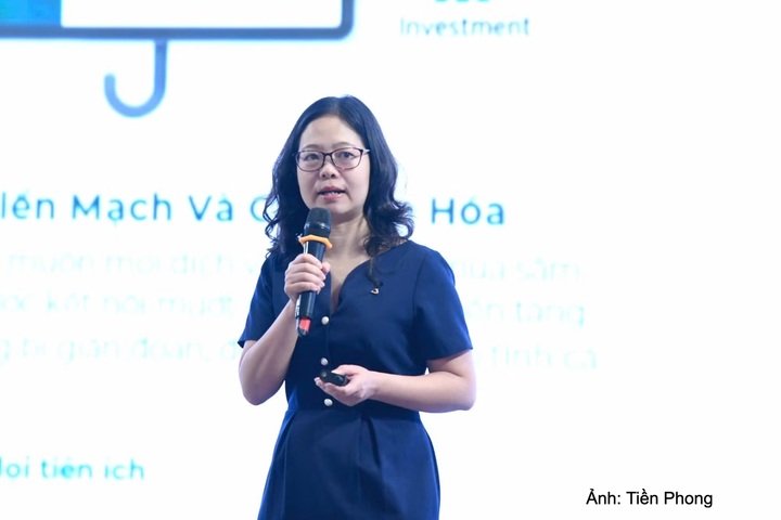 Bà Phạm Châu Loan, Phó trưởng Phòng Phát triển kênh số và đối tác, Ngân hàng TMCP Ngoại thương Việt Nam (Vietcombank) phát biểu.