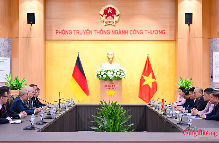 Toàn cảnh buổi tiếp và làm việc giữa Thứ trưởng Lương Hoàng Thái và Đoàn công tác thành phố Hamburg, Cộng hòa Liên bang Đức.