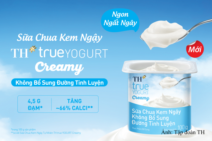 Sữa chua kem ngậy không bổ sung đường tinh luyện TH true YOGURT Creamy mới