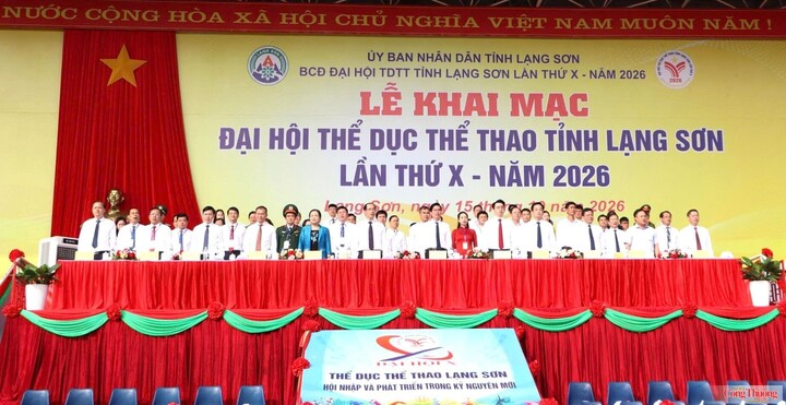 Các đại biểu tham dự lễ khai mạc Đại hội Thể dục thể thao tỉnh Lạng Sơn lần thứ X năm 2026