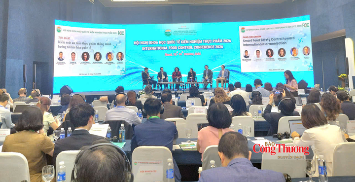 Các chuyên gia tham gia tọa đàm "Kiểm soát an toàn thực phẩm thông minh hướng tới hài hòa quốc tế" tại phiên toàn thể.