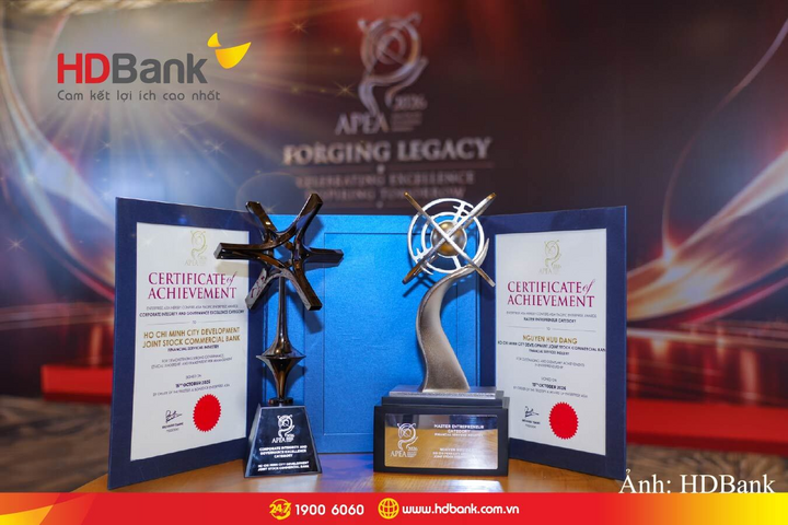 HDBank nhận giải “Doanh nghiệp Quản trị Bền vững và Minh bạch” tại Asia Pacific Enterprise Awards (APEA) 2026. Cùng sự kiện, ông Nguyễn Hữu Đặng - Tổng Giám đốc HDBank được trao giải “Doanh nhân xuất sắc Châu Á”.
