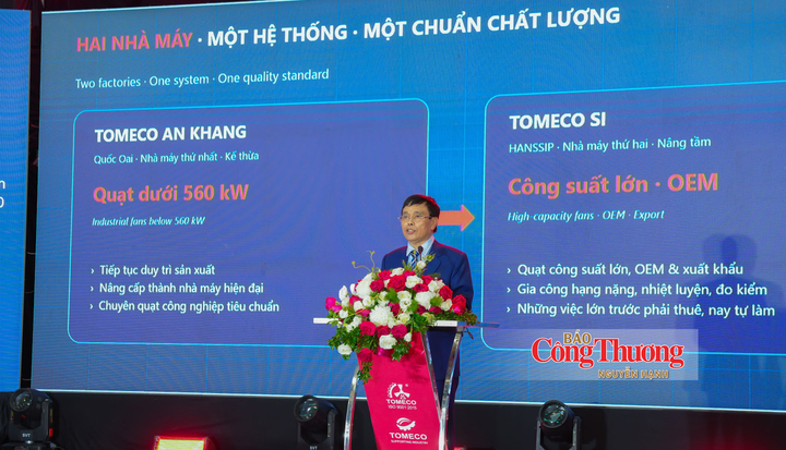Ông Lê Quý Khả, Chủ tịch Hội đồng quản trị, Tổng Giám đốc TOMECO, chia sẻ tại lễ khánh thành.