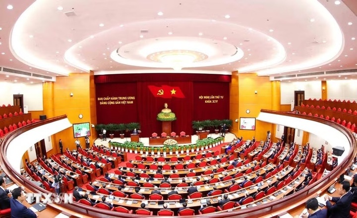 Phiên bế mạc Hội nghị lần thứ tư Ban Chấp hành Trung ương Đảng khóa XIV - Ảnh: TTXVN