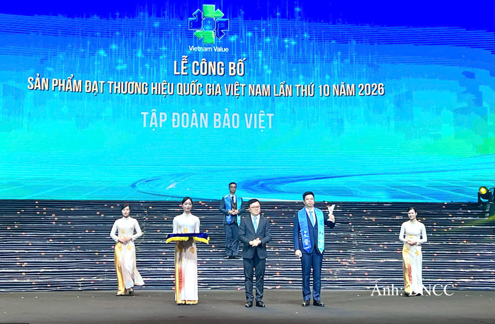 Lễ công bố sản phẩm đạt Thương hiệu quốc gia Việt Nam năm 2026, Bảo Việt một lần nữa được vinh danh Thương hiệu quốc gia với ba sản phẩm uy tín (Ảnh: Tập đoàn Bảo Việt)