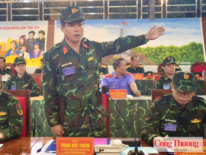 Đại tá, Chỉ huy trưởng Bộ Chỉ huy Quân sự tỉnh Điện Biên Trịnh Đức Thiêm phát biểu