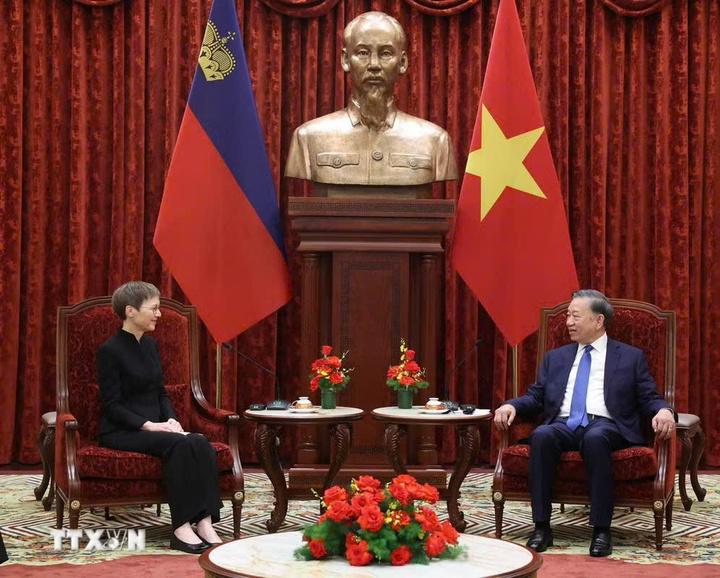 Tổng Bí thư, Chủ tịch nước Tô Lâm tiếp Thủ tướng Công quốc Liechtenstein Brigitte Haas. (Ảnh: Thống Nhất/TTXVN).