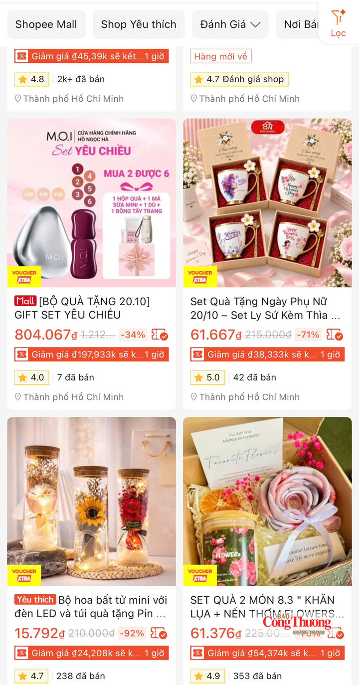 Đa dạng các mặt hàng mỹ phẩm, phụ kiện, đồ dùng cá nhân tại Shopee.