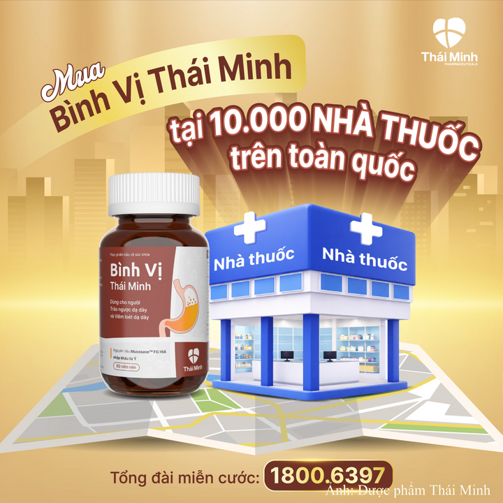 Bình Vị Thái Minh được bày bán tại hơn 10.000 nhà thuốc lớn nhỏ trên toàn quốc.