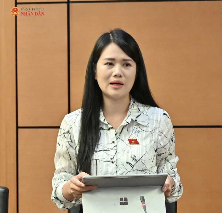 Đại biểu Vương Thị Hương, Đoàn đại biểu Quốc hội tỉnh Tuyên Quang phát biểu.