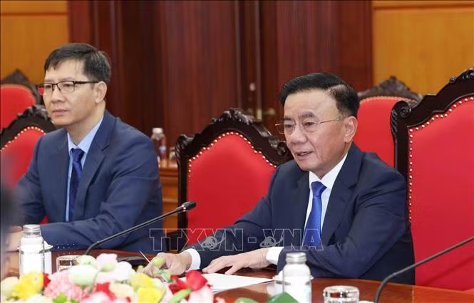 Thường trực Ban Bí thư Trần Cẩm Tú phát biểu tại buổi tiếp. Ảnh: Phương Hoa/TTXVN.
