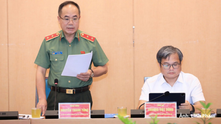Giám đốc Công an thành phố Hà Nội Nguyễn Thanh Tùng phát biểu tại cuộc họp Ban Chỉ đạo 57 của Thành ủy chiều 20/10.