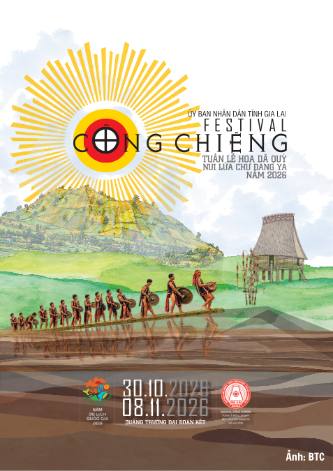 Poster chính thức Festival cồng chiêng - Tuần lễ Hoa dã quỳ - Núi lửa Chư Đang Ya năm 2026.