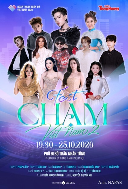 Đêm nhạc Chạm Việt Nam 2 là điểm nhấn của Sóng Festival 2026, quy tụ nhiều nghệ sĩ trẻ được yêu mến như Pháp Kiều, CoolKid, Noah Quốc Anh, Nhật Phát, Quinzel, Xệ Xệ, Ali Thục Phương cùng các khách mời.