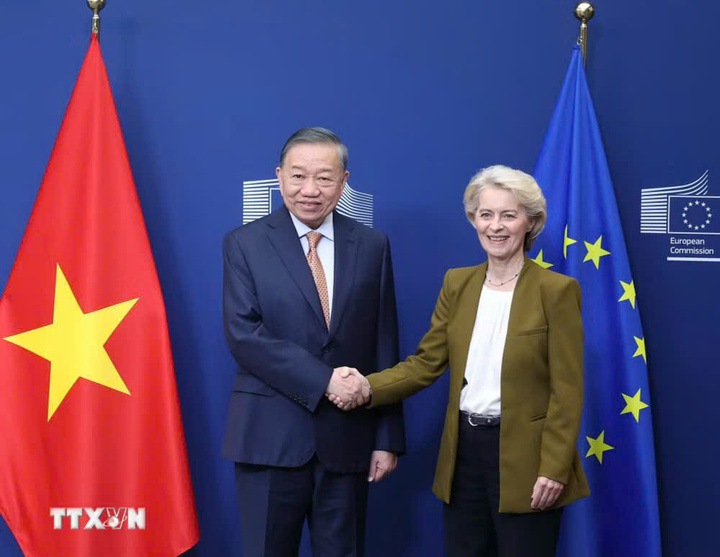 Tổng Bí thư, Chủ tịch nước Tô Lâm gặp Chủ tịch Ủy ban châu Âu Ursula von der Leyen. (Ảnh: Thống Nhất/TTXVN)
