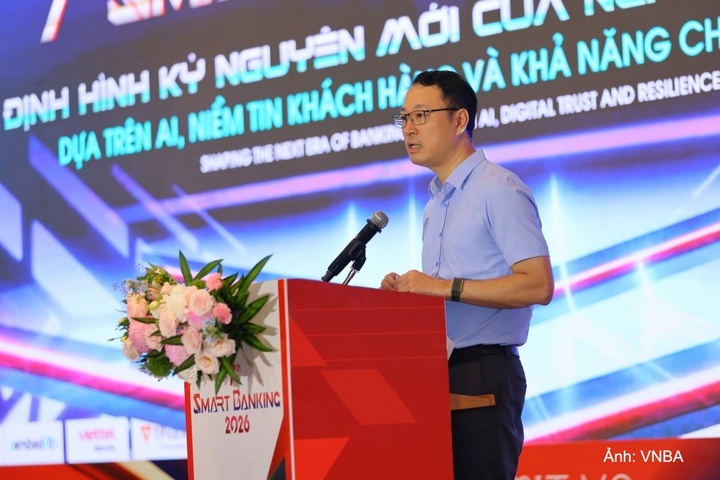 Thượng tá Triệu Mạnh Tùng, Phó Cục trưởng Cục An ninh mạng và phòng, chống tội phạm sử dụng công nghệ cao (A05), Bộ Công an chia sẻ tại Smart Banking 2026.