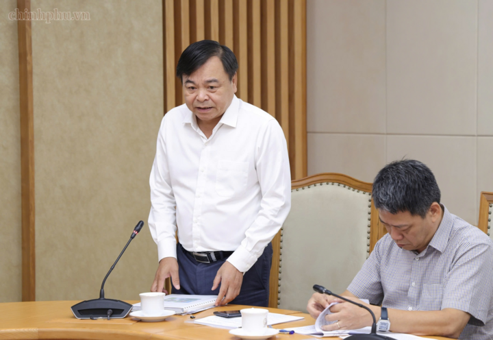 Thứ trưởng Bộ NN&MT Nguyễn Hoàng Hiệp báo cáo tại cuộc họp. Ảnh: chinhphu.vn/Gia Huy