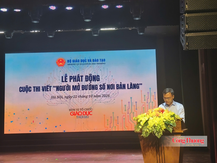 Ông Trần Thanh Đạm, Cục trưởng Cục Giáo dục nghề nghiệp và Giáo dục thường xuyên (Bộ Giáo dục và Đào tạo) phát biểu tại sự kiện.