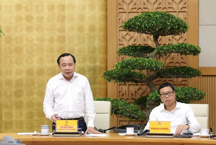 Bộ trưởng Bộ Khoa học và Công nghệ (KH&CN) Vũ Hải Quân phát biểu tại hội nghị.