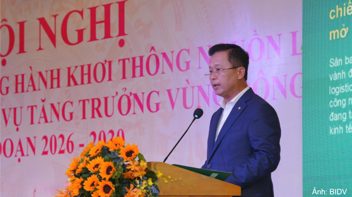 Tổng Giám đốc BIDV Hoàng Việt Hùng phát biểu tại hội nghị.