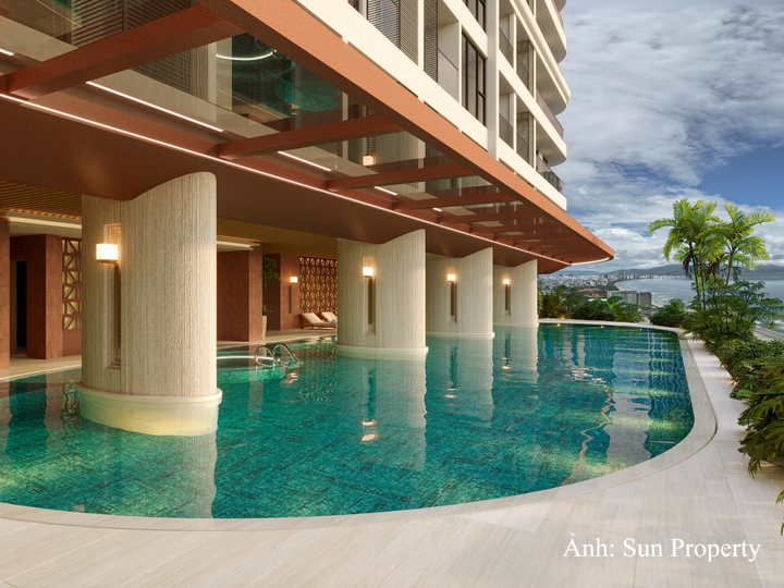Bể bơi view biển kiến tạo chất sống nghỉ dưỡng cho cư dân Sun Saphia Residence.