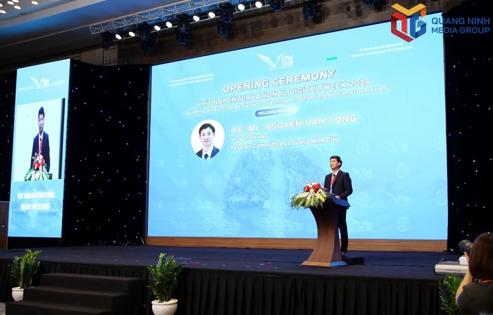 Phó Chủ tịch UBND TP. Quảng Ninh Nguyễn Văn Công phát biểu tại sự kiện. Ảnh: Quang Ninh Media Group