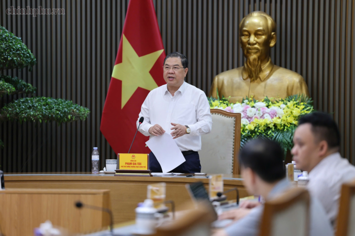 Phó Thủ tướng Thường trực Phạm Gia Túc phát biểu kết luận cuộc họp về kết nối giao thông với Cảng hàng không quốc tế Gia Bình - Ảnh: chinhphu.vn/Phương Nguyên