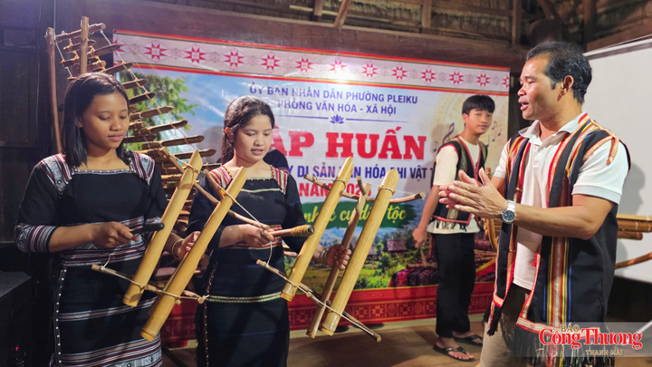 Tại đây, các học viên là người đồng bào dân tộc thiểu số Jrai được giới thiệu về đặc điểm, cấu tạo, cách sử dụng và bảo quản nhạc cụ truyền thống; đồng thời trực tiếp thực hành kỹ thuật diễn tấu đàn T’rưng, đàn Krông Pút và đàn T’rưng Bazan.