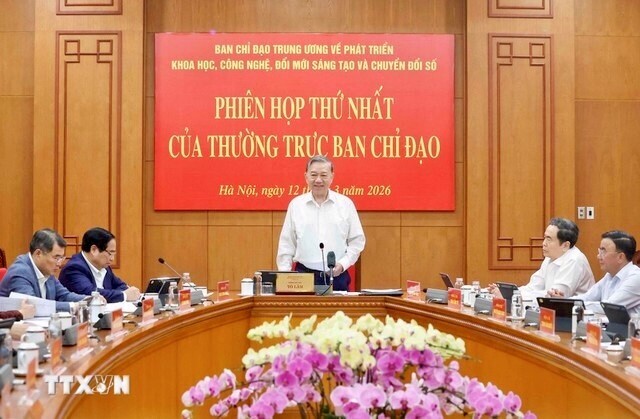 Tổng Bí Thư, Chủ tịch nước Tô Lâm phát biểu chỉ đạo tiếp tục hoàn thiện thể chế, cơ chế, chính sách để phát triển mạnh mẽ khoa học, công nghệ và đổi mới sáng tạo.